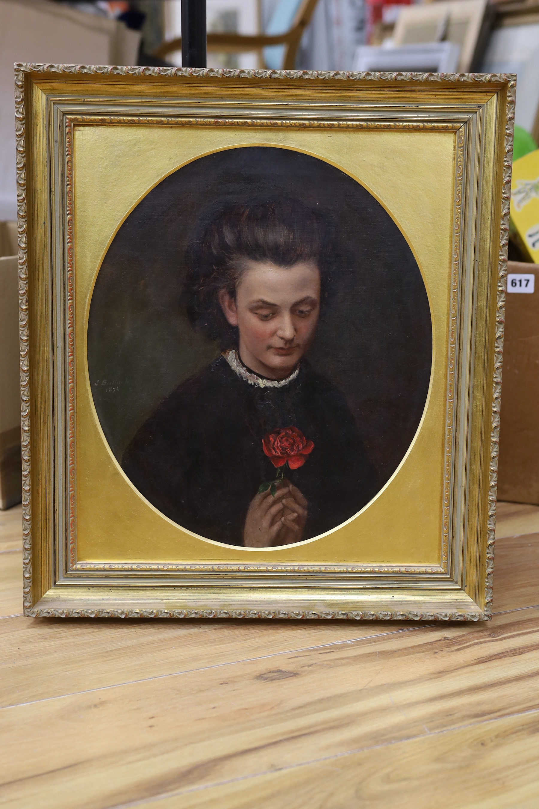 James Bullock (19th C.), oil on canvas, Portrait of Lucy Maire Holy (1843-1871), signed and dated 1870, 39 x 33cm